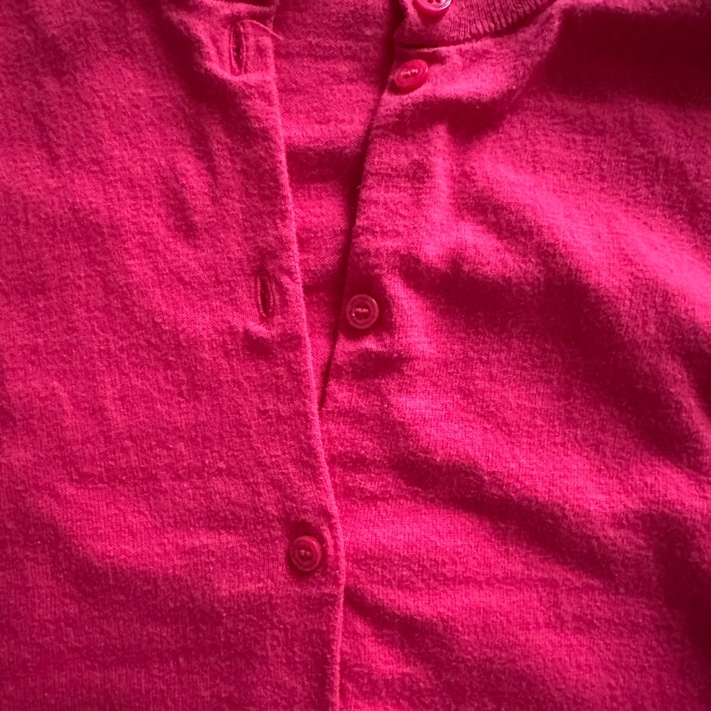 J.Crew Bright Pink Classic 100% Cotton Button-Up Cardigan, Size L - Picture 4 of 7